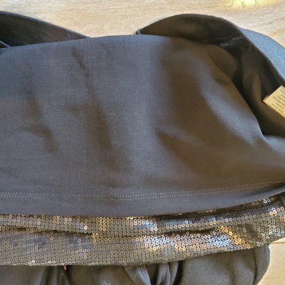 Ann Taylor Size 6 Sequins Cocktail‎ Dress Sleeveless Knee Length Black Knit Back - Picture 6 of 8